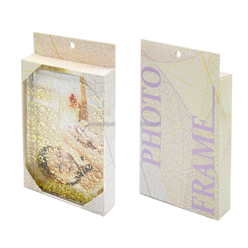 Factory hot sale Customized instax mini glitter picture frames acrylic liquid floating water glitter photo frame