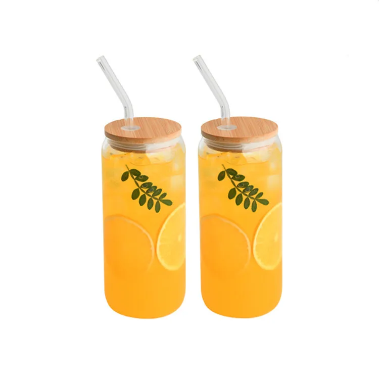 Personalized 12 Oz Cups Lid Beer Can Glass With Bamboo Lids