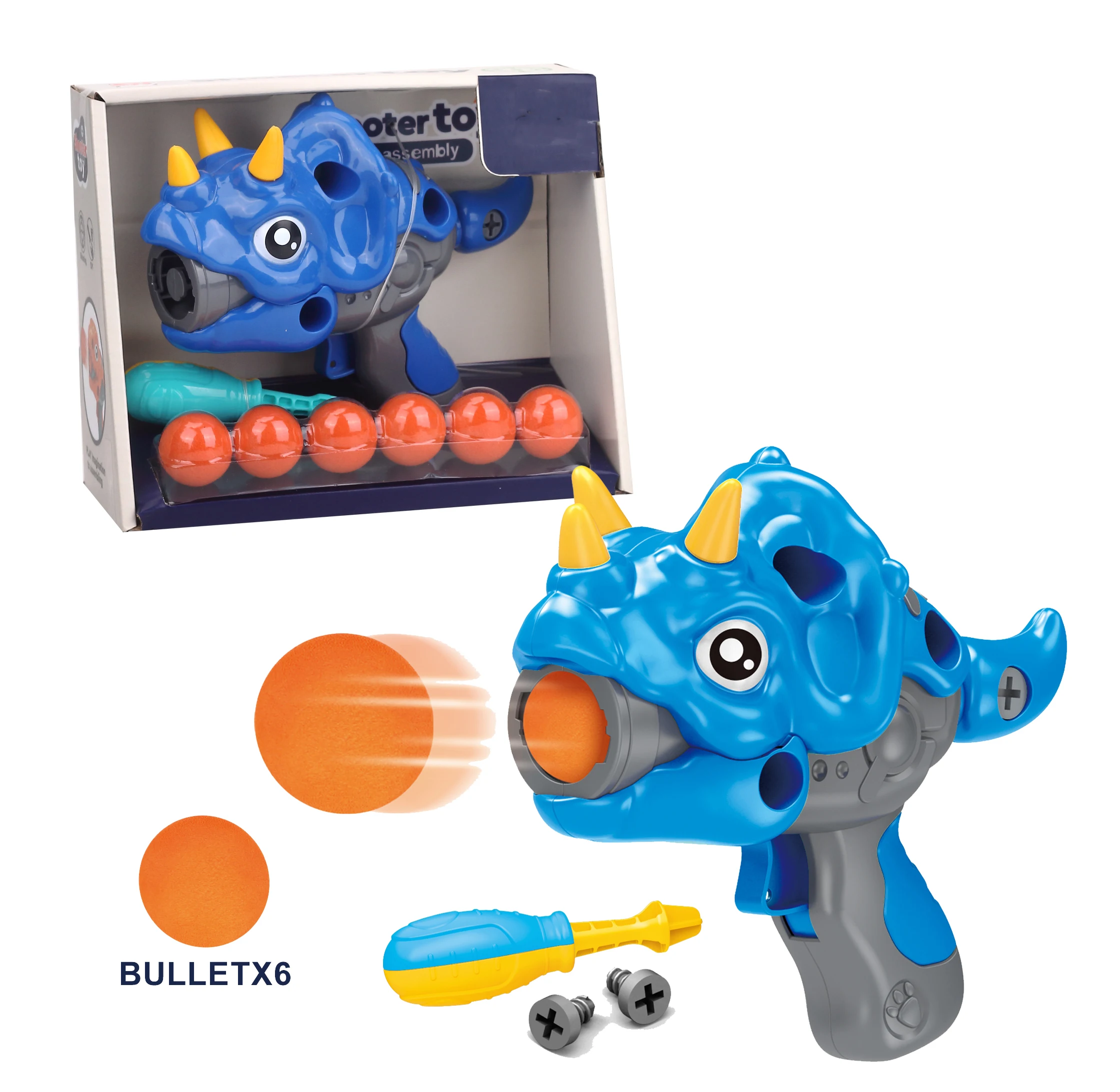 Kids Air Power EVA Foam Balls Dinosaur Gun Toy Shooting Game DIY Assemble Dinosaur Foam Ball Gun Game Toy