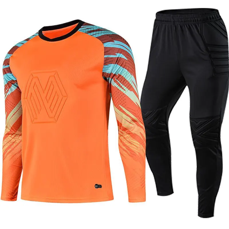 Customized logo Adult and child Jersey 100% Polyester Long Sleeve Goalkeeper Training Football suit Soccer Uniforms