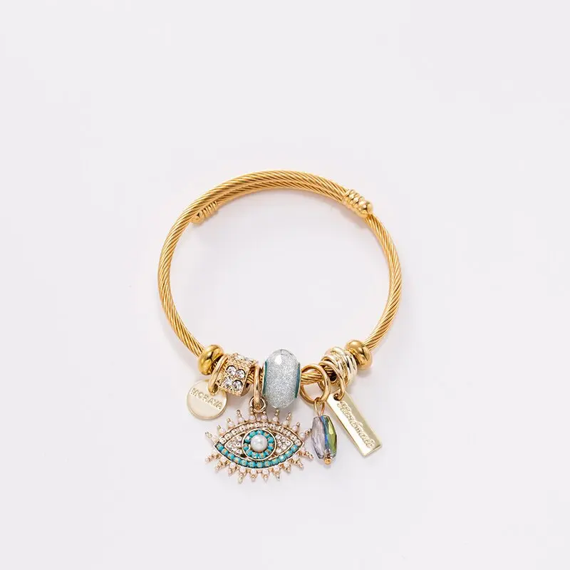 Women Vintage Diy Evil Eye Crystal Rock Pendant Adjustable Bracelet Boho Fatima Turkish Evil Eye Bracelet Meaning