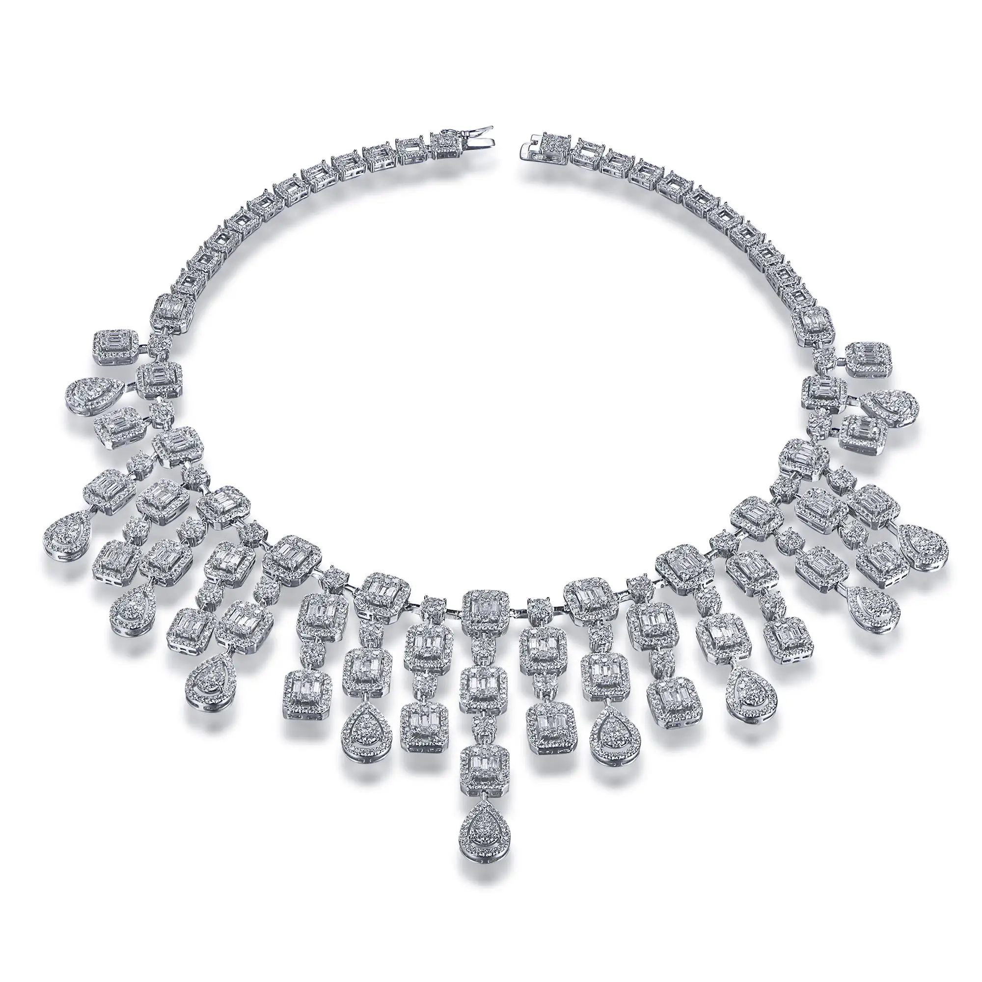 Роскошные дизайнерские ювелирные украшения, ожерелье-чокер из серебра 925 пробы с родиевым покрытием