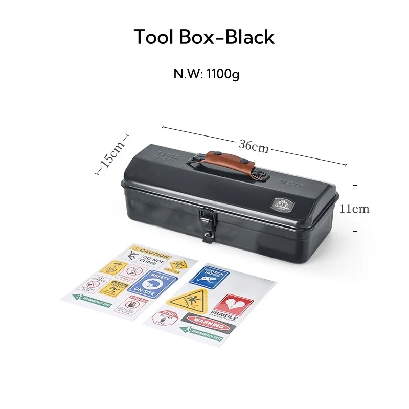 Handheld Portable Tool Box | Outdoor Item Storage Box - Iron Compact Portable Suitcase Handheld Design With Stickers
