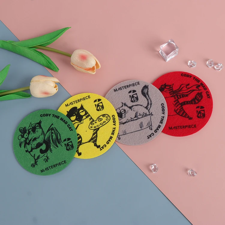 Custom Wool Felt Coaster Felt Round Coaster Felt Cup Coaster Set for drink felt