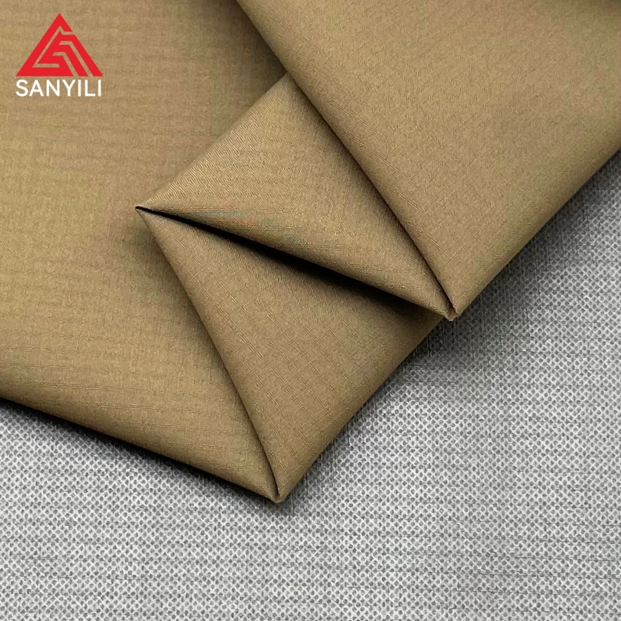 300T nylon check polyester pongee nylon ripstop composite very lightweight fabric