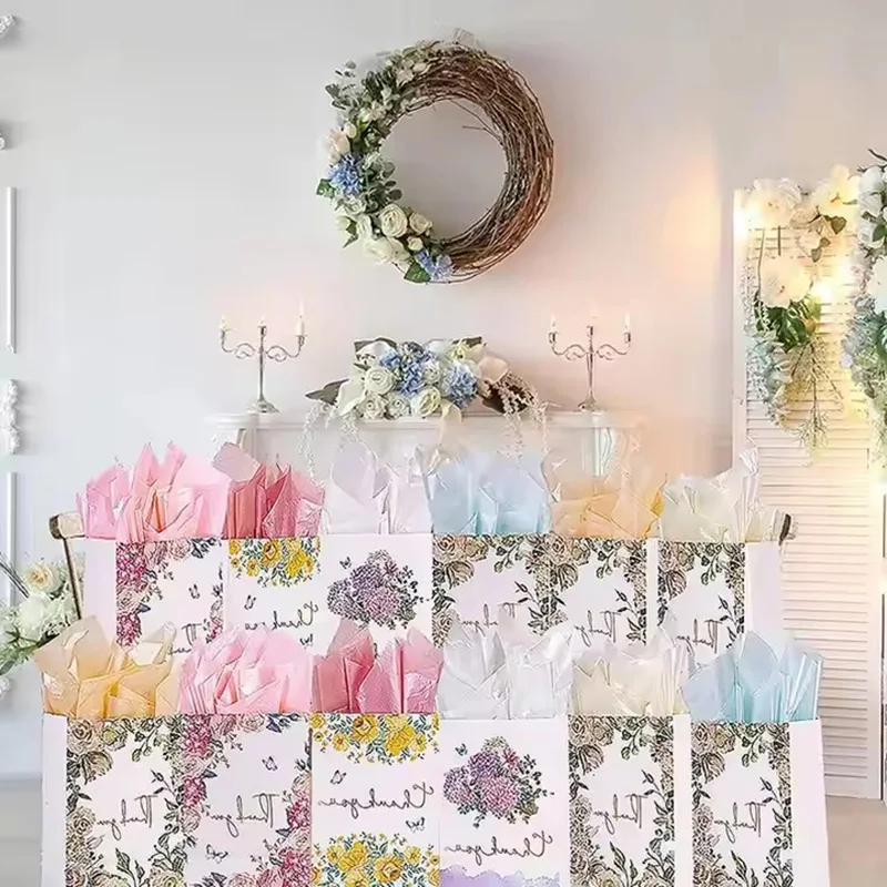 Waterproof Uncoated Pearl Tissue Paper for Print Round Flower Bouquet Inner Lining Packaging Floral Wrapping Paper