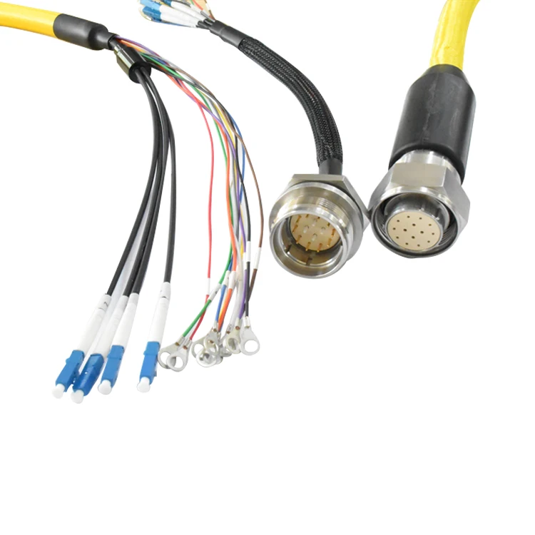 Outdoor Armored Optical Yellow ROV Hybrid Floating Cable 4-Optical 10-Power Stainless steel Photoelectric Underwater Connector