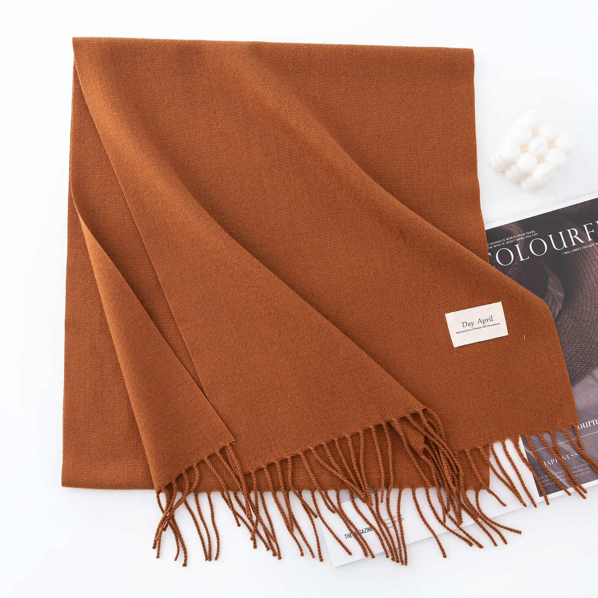 Imitation cashmere scarf shawl tassel pashmina high feeling winter warmth new product solid versatile scarf for women wholesale