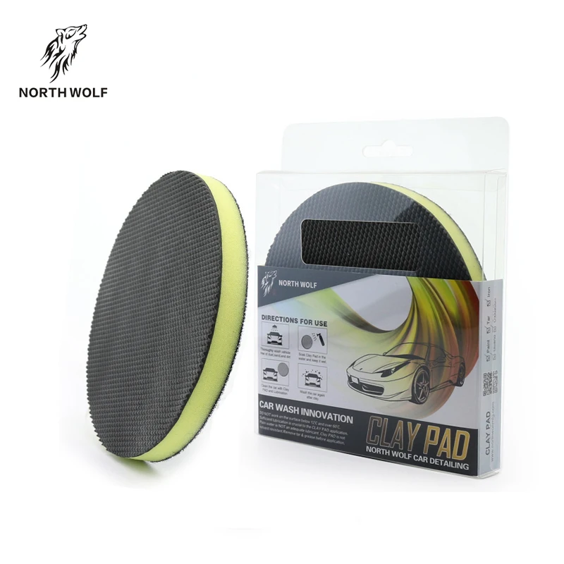 Manufacturer supply 6inch North Wolf car detailing clay 1.0 decontamination Clay disc clay  pad