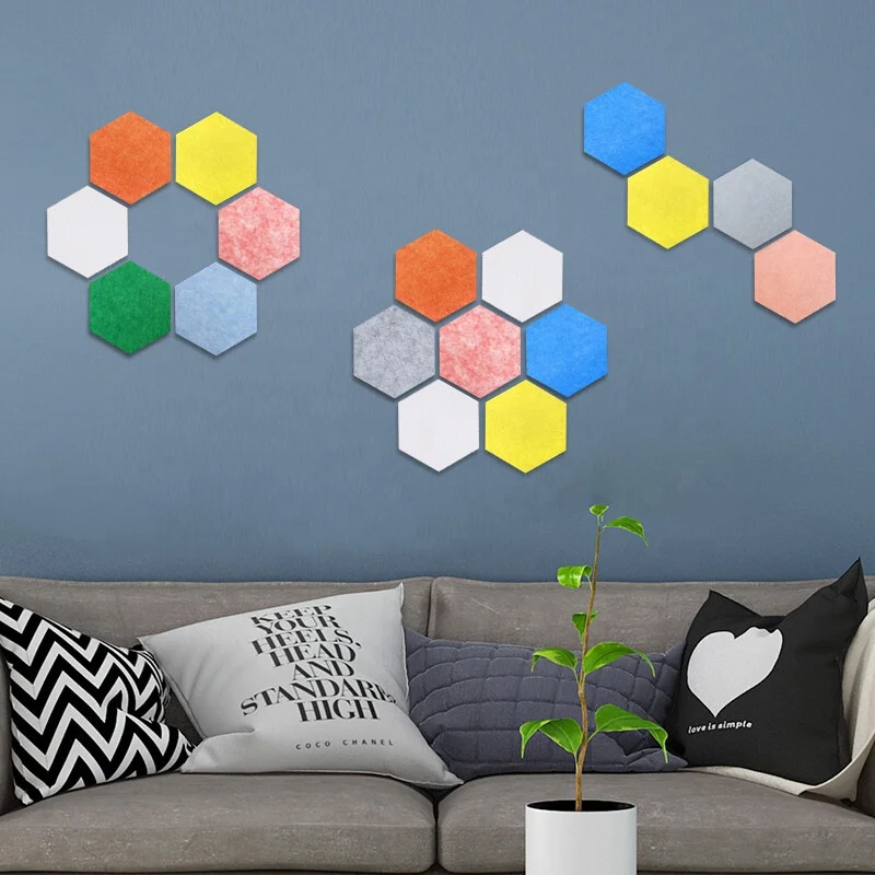 Cheap price 100% polyester hexagon acoustic sound felt panel for wall and ceil