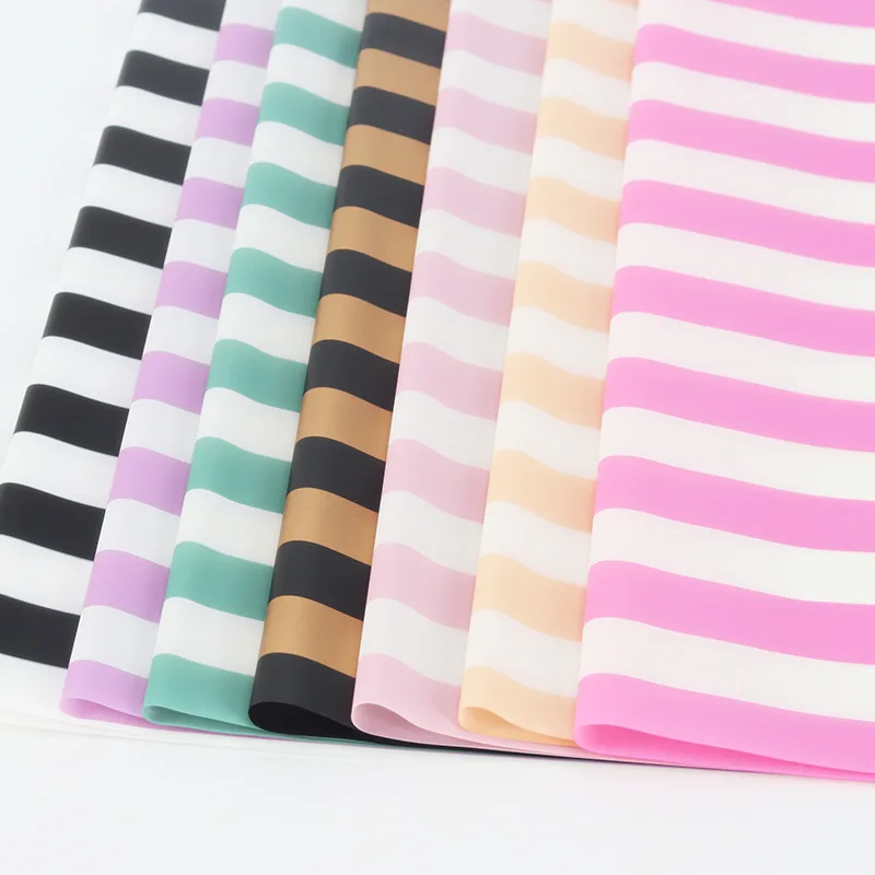 Spot Wholesale New Flower Wrapping Paper Korean Bouquet Material Waterproof Wrapping Paper Vertical Stripe Fog Face Paper