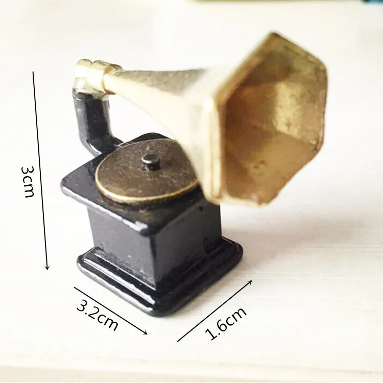 christmas halloween holiday decoration kids play miniature toys diy zinc alloy houseware phonograph coffe machine pan