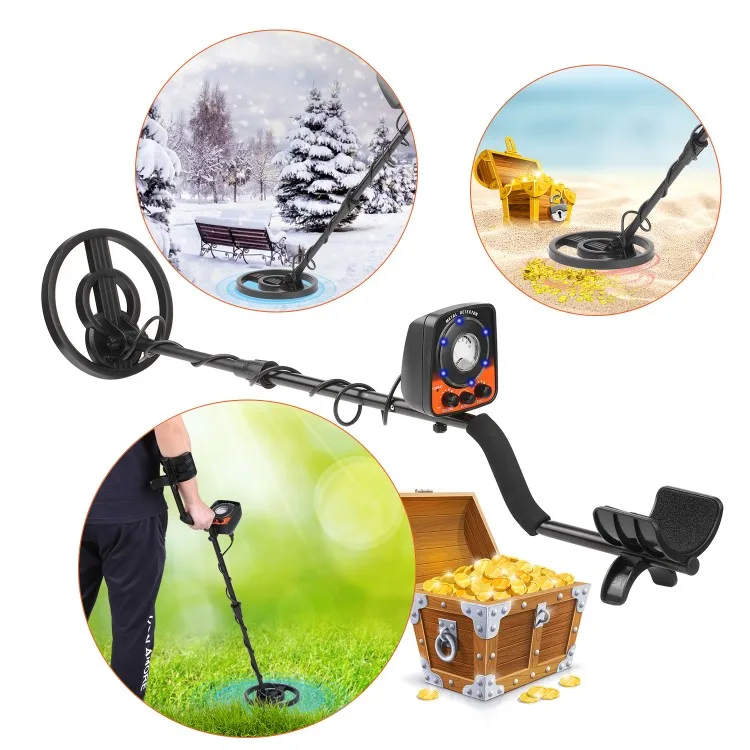 Metal Detector Adjustable Waterproof Metal Finder 38-46in Audio Flash Prompt with DISC Mode for Adults and Kids Lightweight Desi