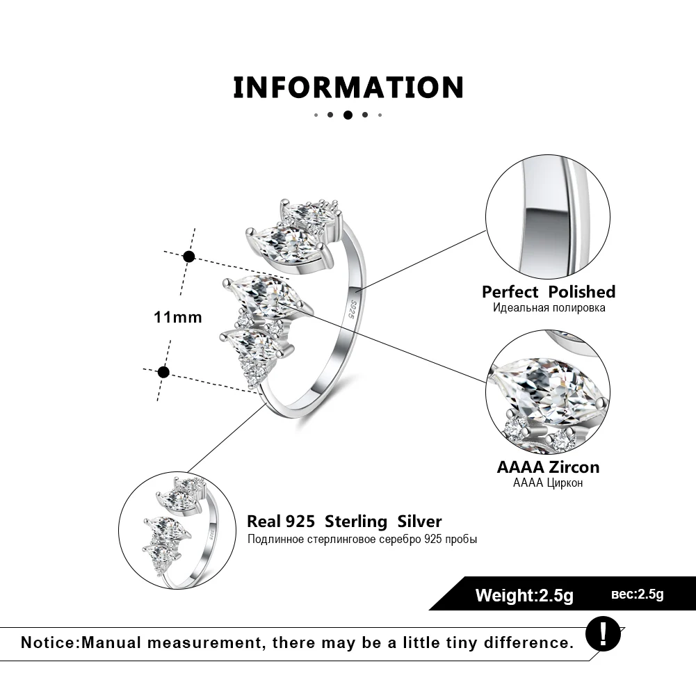 RINNTIN SR216 925 Sterling Silver Finger Rings Top Sellers Double Big Oval Zircon Exaggerated Nail Champagne Symbol Complex Ring