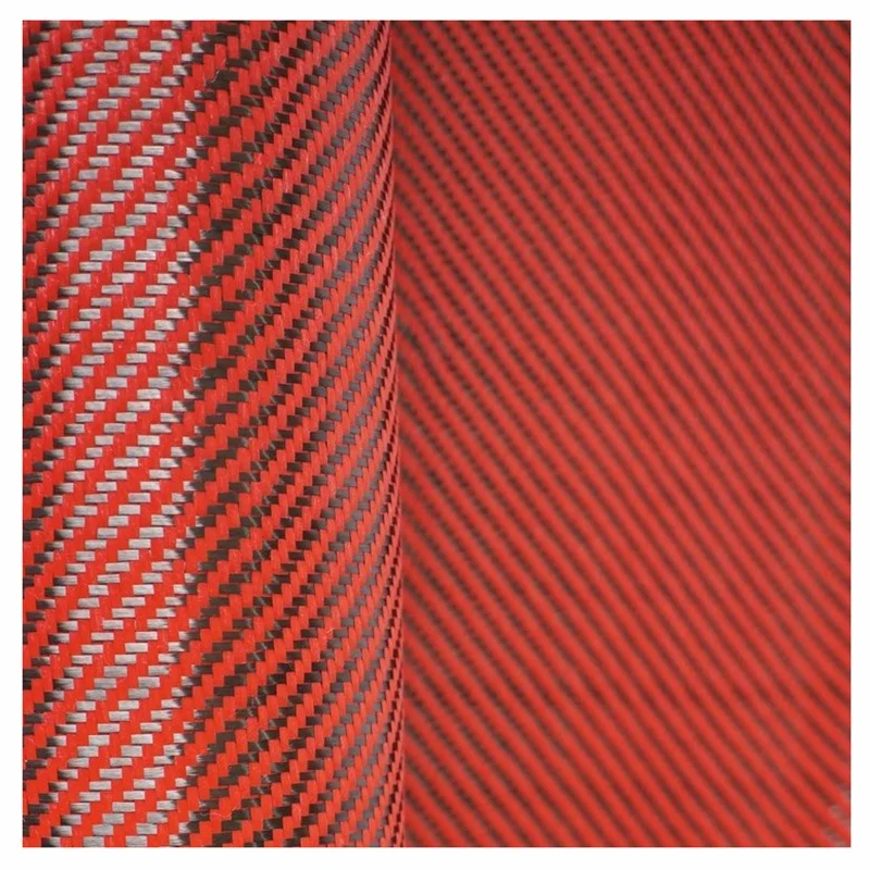 Red carbon aramid hybrid braid fabric fibre cloth