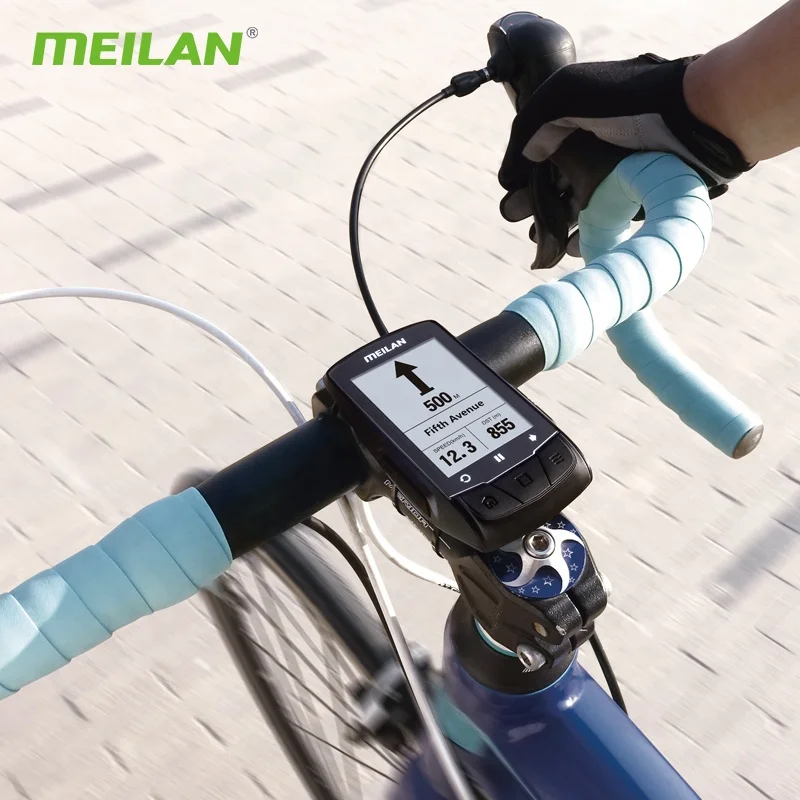 Meilan M1 2.6 inch Large screen Navigation EBike Computer Wireless Cycling OEM support Strava and Komoot GPS Bike computer
