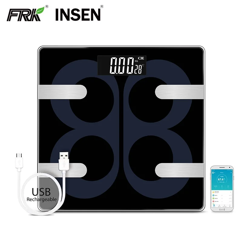 180Kg Bathroom Blue tooth BMI Digital Body Fat And Water Measuring Smart Analyzer Scale