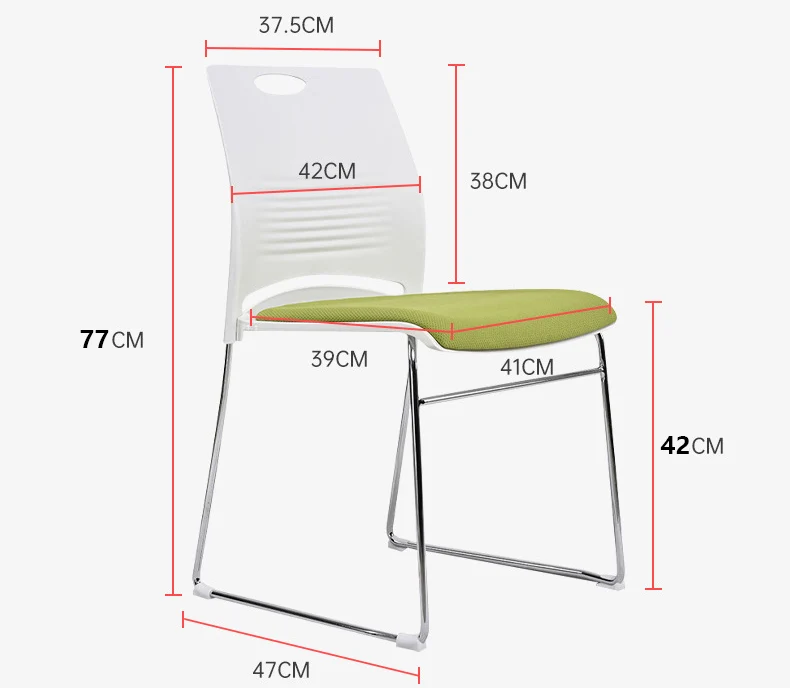 Cheap Modern Waiting Train Room Executive Furniture Stackable Armless Metal Sled Base PP Plastic Office Visitor Chair