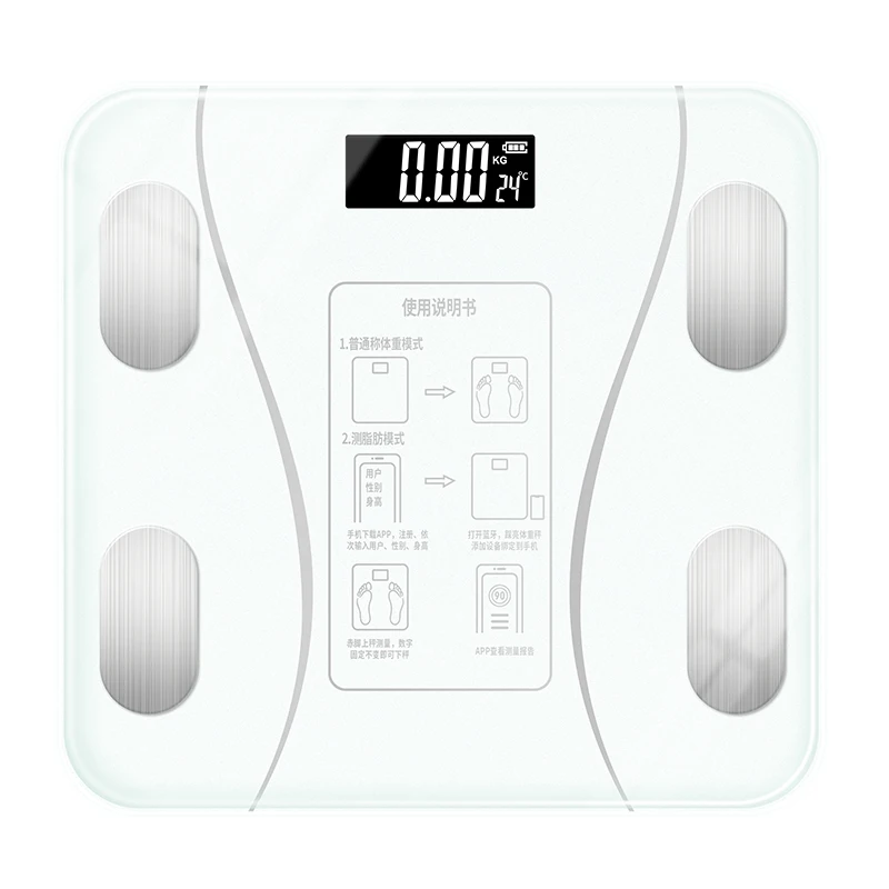 180kg Electronic Weight Digital BT Heart Rate Scale Unique Bluetooth White AAA Body Metal Division Key Power Battery Unit Bone