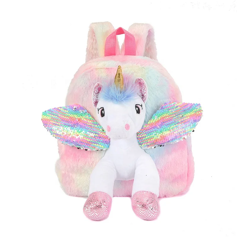 unicorn animal plush backpack hot sale new children plush backpack cartoon bags kids custom plush backpack