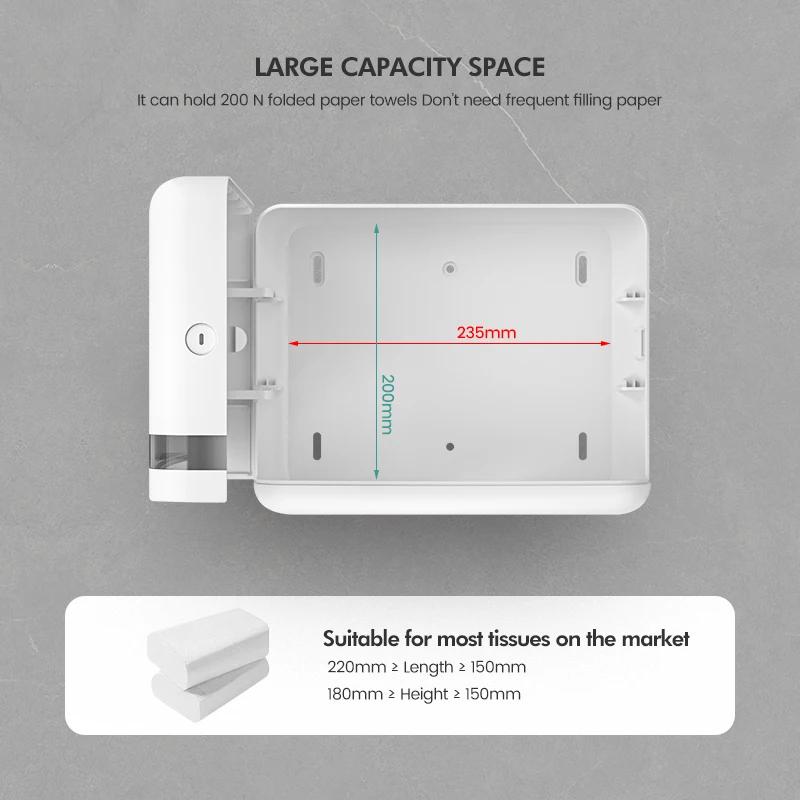 Custom Logo Service Printing Abs Wall Mounted Paper Dispenser Custom Logo Service Printing for Hotel Mall