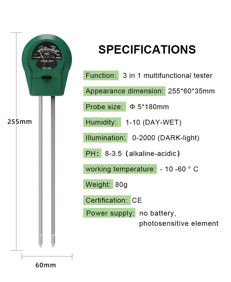 Best selling Factory Digital 4 in 1 Soil Moisture Sensor Meter LCD Display Temperature Moisture Sunlight Ph Soil Meter
