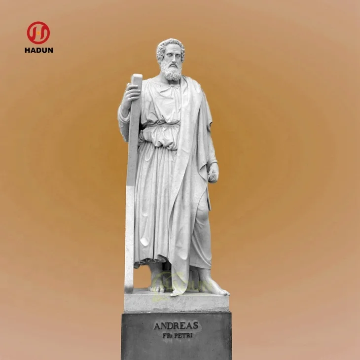 Outdoor Hand Carved Religious Saint Sculpture Marble St Simon Zelotes Statue