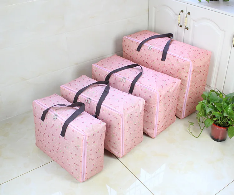 Clothes Quilt Storage Bag High Capacity Wardrobe Clothing Finishing Bag Home Sundries Toys Organizer Bags Solid Color