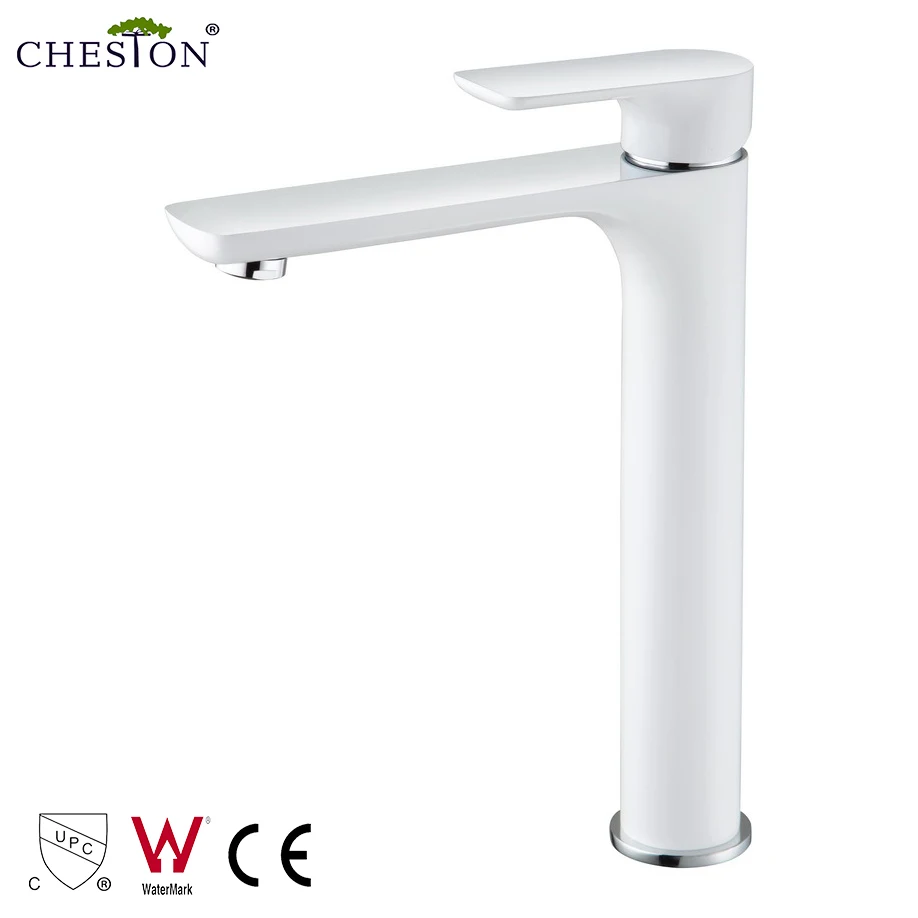 
Bathroom single hole brass white paint wash basin water mixer tap 