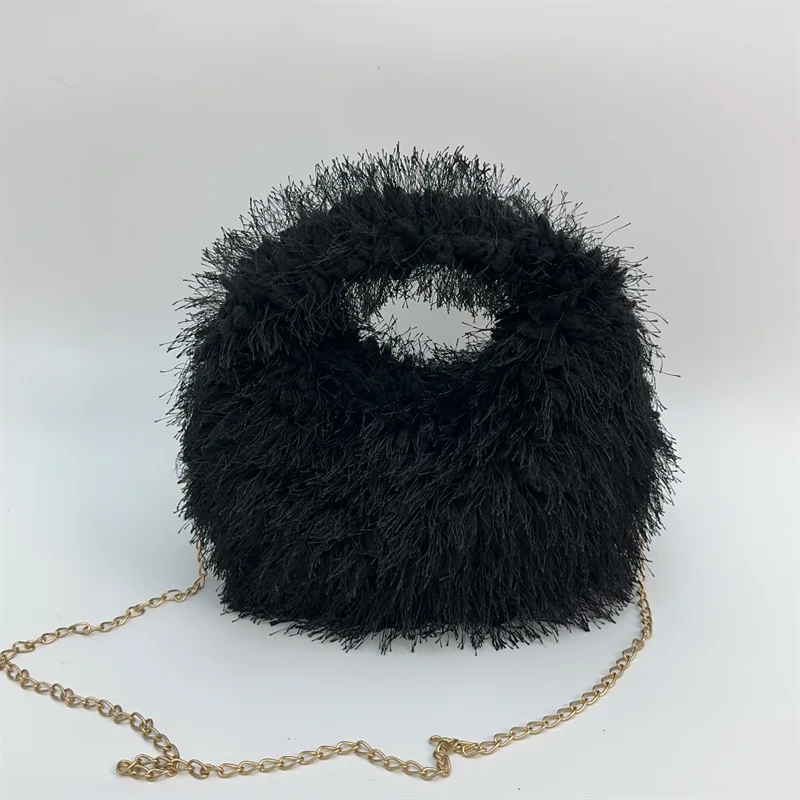 Popular Ladies Mongolian Fur Bag Fashion Party Clutch Bag Fluffy Purses And Handbags fuzzy fluffy crossbody sling bag