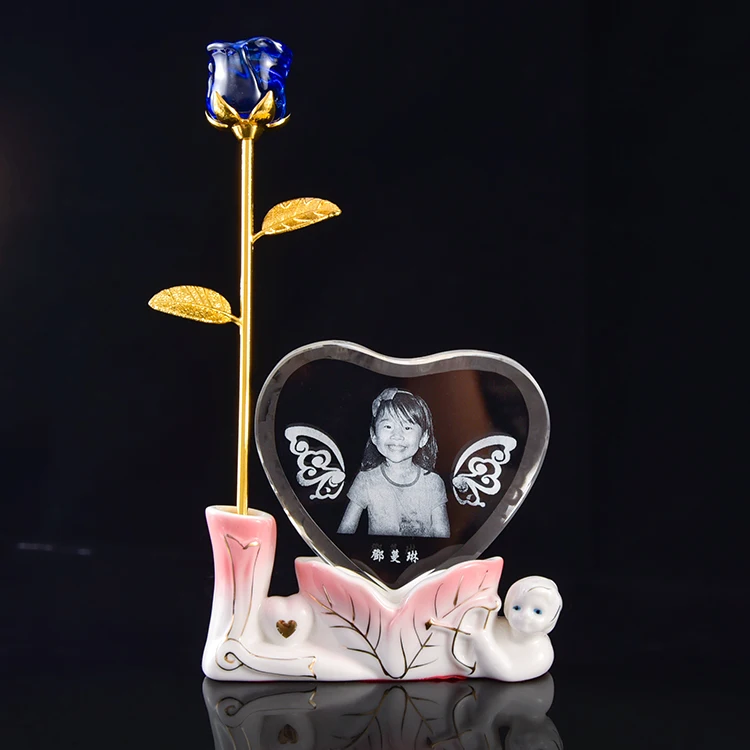 best sale souvenir glass rose Multiple sizes crystal rose for wedding gift