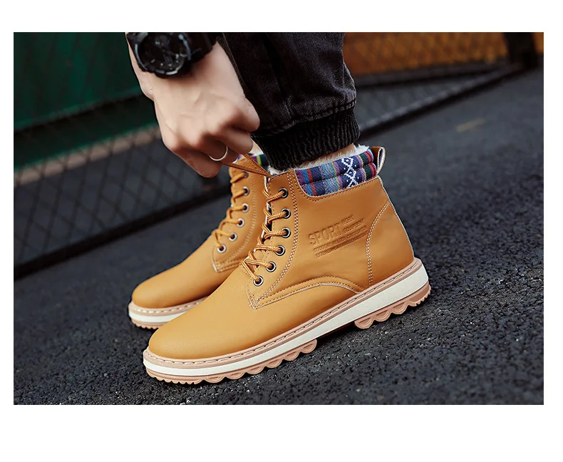 New high top mountaineering waterproof leather  outdoor hiking fashion winter men boots