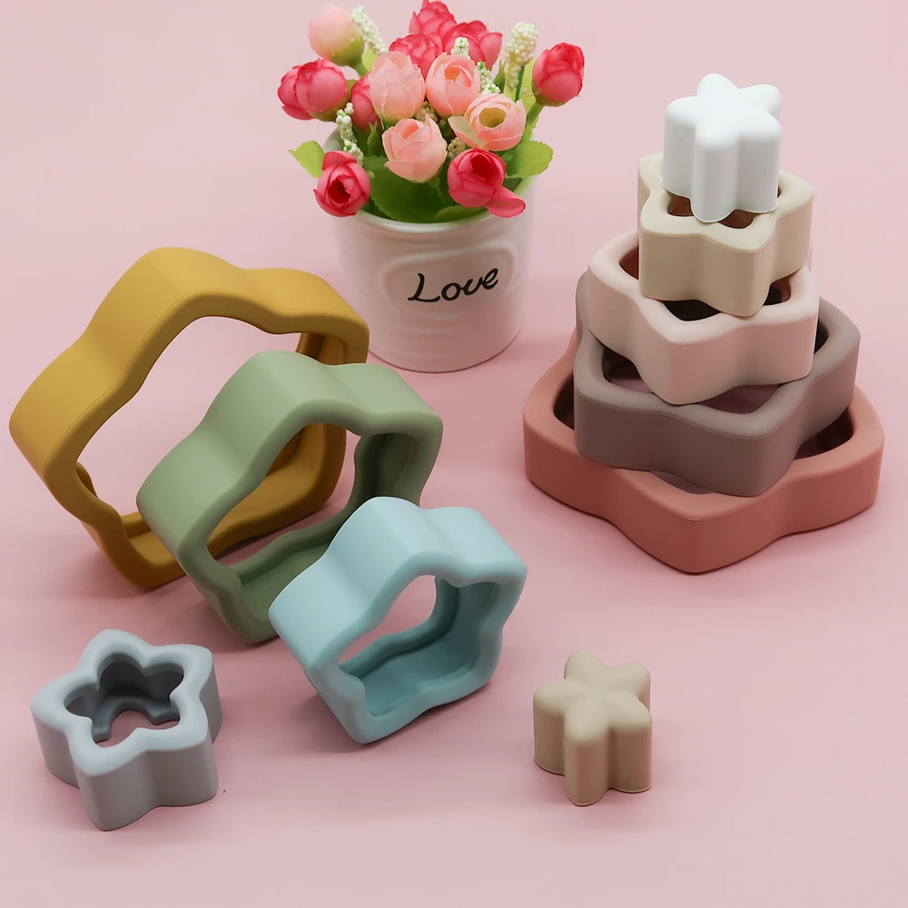 Factory Manufacturer New Release Baby Silicone Stacking Toy Cups Ring Hot Sale Baby Puzzle Stackable Toy Soft Building Blocks