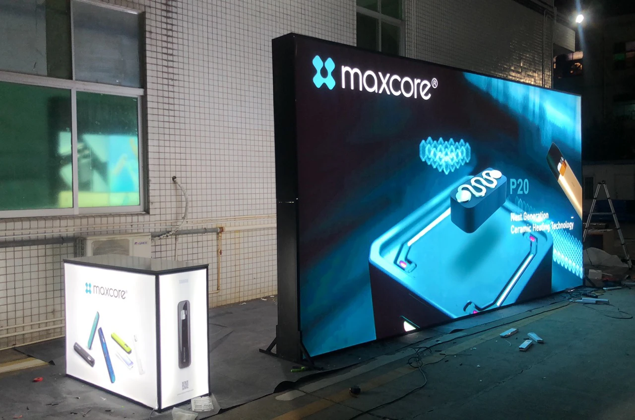 Light box on four sides luminous background wall and information desk exhibition booth design and production