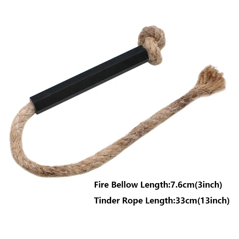 3Inch Aluminum Bellow Survival Tools Wax-Infused Hemp Tinder Wick Natural Fire Starter Rope