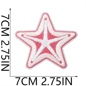 cute cartoon ocean theme iron on sewing on  embroidered mermaid tail seashell conch shell starfish patches