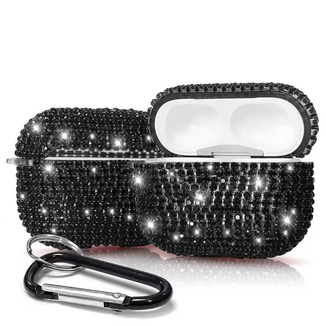  Women Fashion Hot Full Protective Pink Diamonds Shiny Bling Glitter TPU Airpods Case Cover for 3