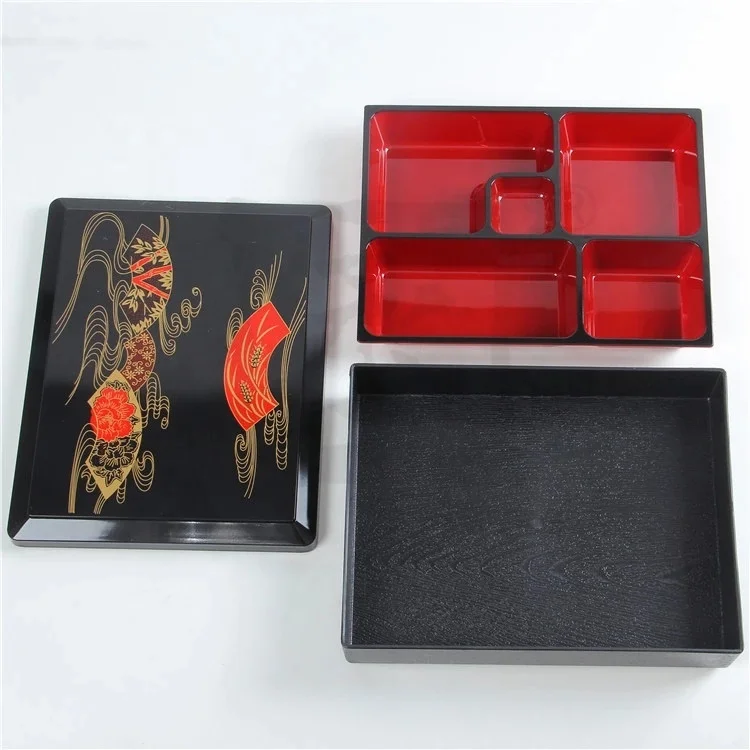 Melamine 5 Compartments Food Storage Containers Traditional Japanese Restaurant Sushi Bento Lunch Box