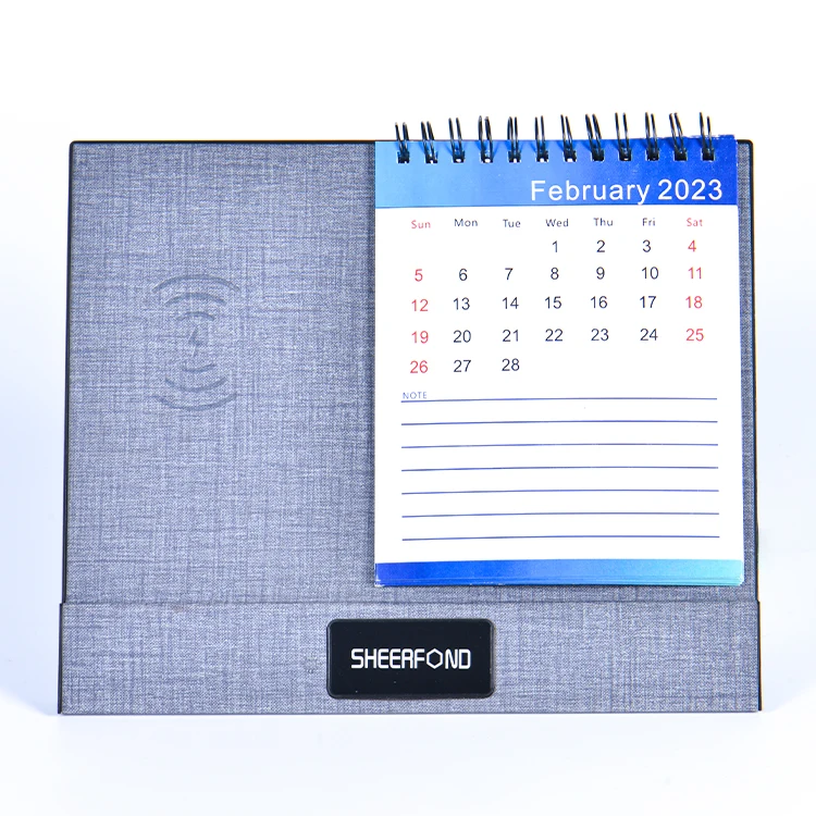 Hot selling multi-function desk calendar Promotion custom creative desktop calendars with wireless charging  calendar