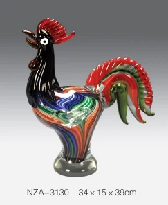 high quality decorative art glass rooster sculpture