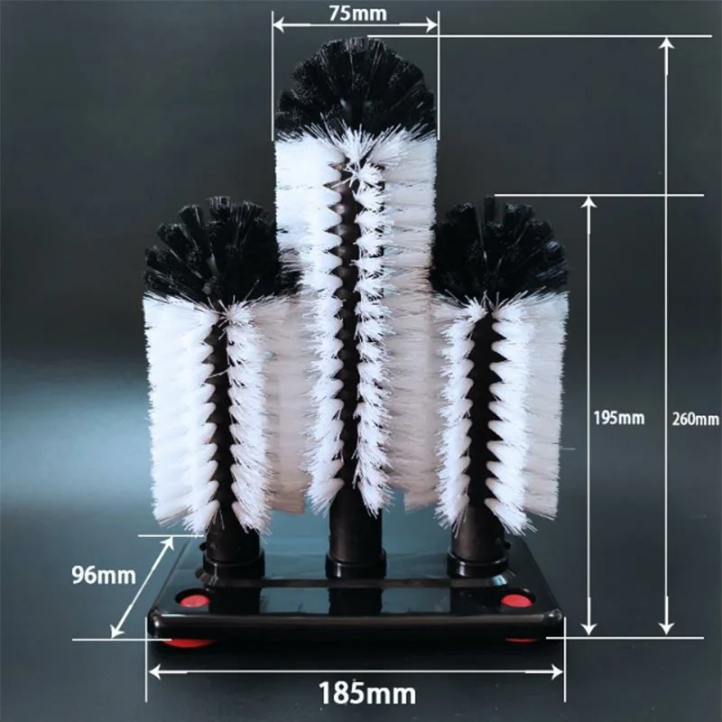 Eco-Friendly 3-Head Soft Bristle Glass Cup Brush Multi-Purpose Multi-Use Cleaning Roller Design Hair Dish Wash Made PP Material