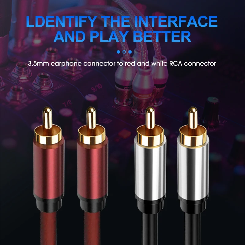 Audio Hifi Cable For Car Amplifier 6.0mm Rca Male Av Cable High Quality Manufacturer Gold Plated Rca Cable