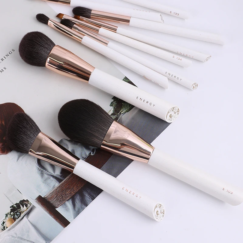 ENERGY Fashionable design luxury pro high quality 11pcs natural hair white ever beauty makeup brush set