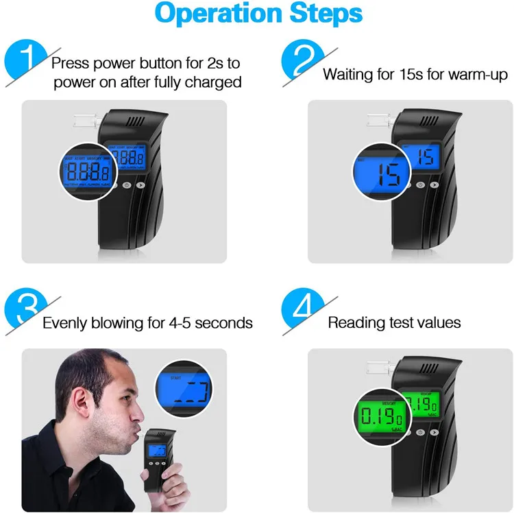 Factory Wholesale OEM ODM High Precision Semiconductor Alcohol Breathalyzer Portable Digital Alcohol Tester