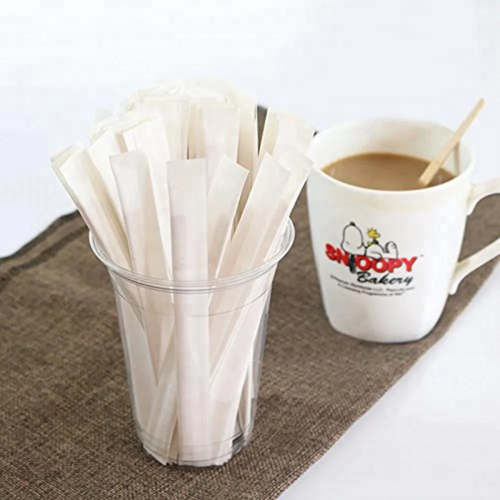 wood polished flat coffee stir mix sticks