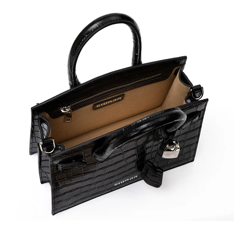 Guangzhou OEM Custom Genuine Leather Bag Women Luxury Designer Handbag Logo Ladies Vegan Purses High Quality Leather Tote Bag