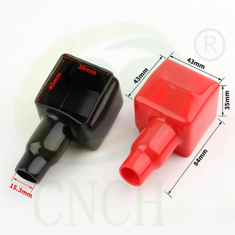 Battery Terminal Insulating Rubber PVC Protector Covers for 15mm Cable Square Red Black