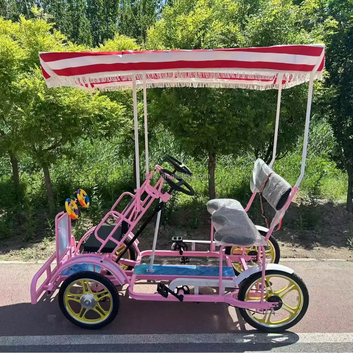 Public Green Tandem Bike Seat Bicycle Travel Side By Side Two Double Ordinary Oem Customized Steel Frame Logo Band Style Gears