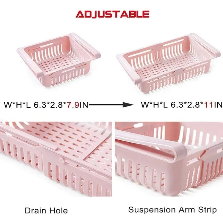 2025 Retractable Drawer Type Refrigerator Storage Box Food Fresh-keeping Classified Fridge Plastic Organizer Container