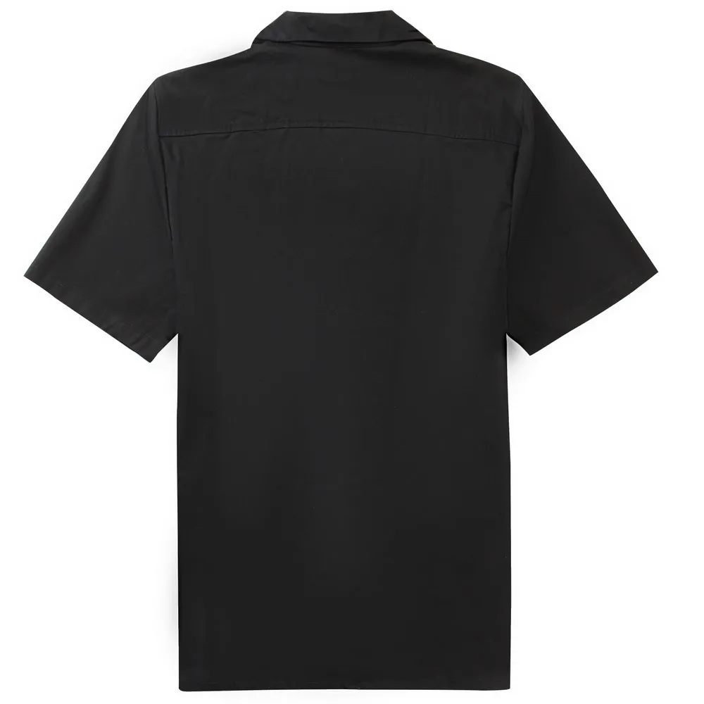 stock ready to ship casual black white panel heavy cotton work shirts uniform urban clothes